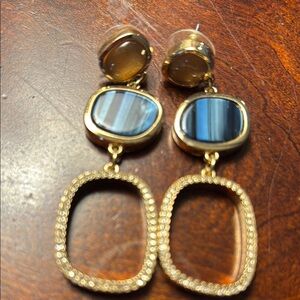 Elegant Gold and Blue Dangle Earrings